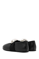 Women's Black Buckle Detailed Leather Ballerinas | Derimod