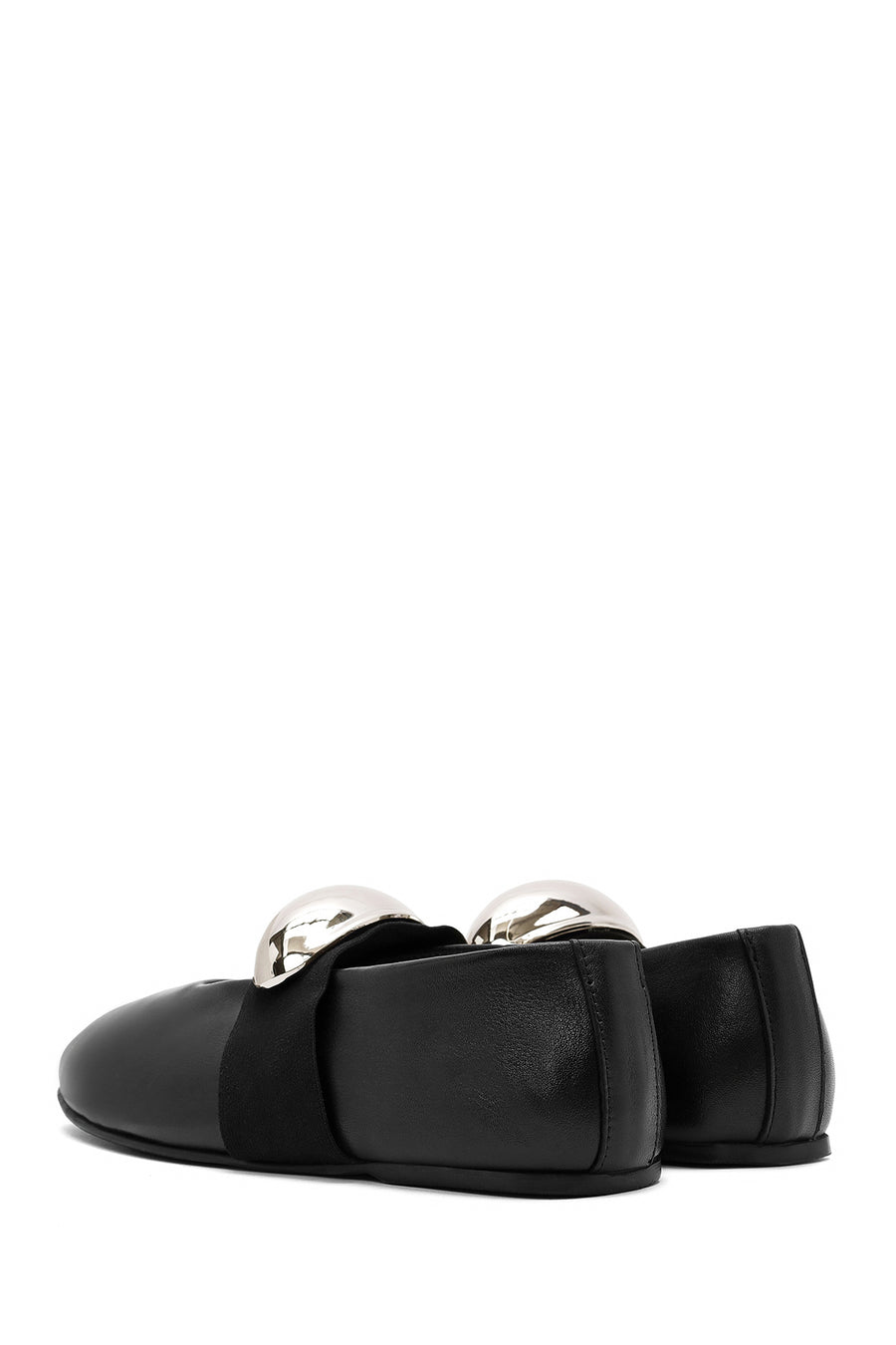 Women's Black Buckle Detailed Leather Ballerinas