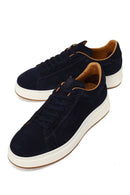Male Navy Blue Lace-up Thick-soled Suede Leather Sneaker | Derimod