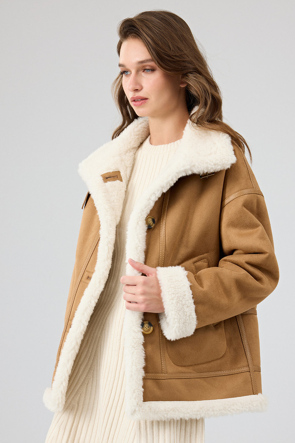 Oslo Kadın Camel Çift Taraflı Teddy Mont