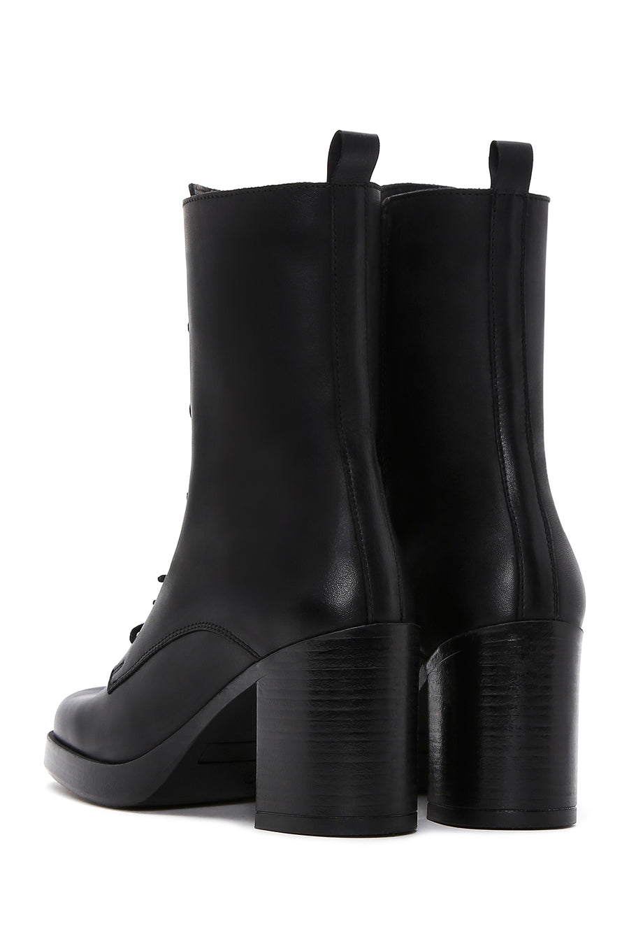Women's Black Leather Heeled Boots