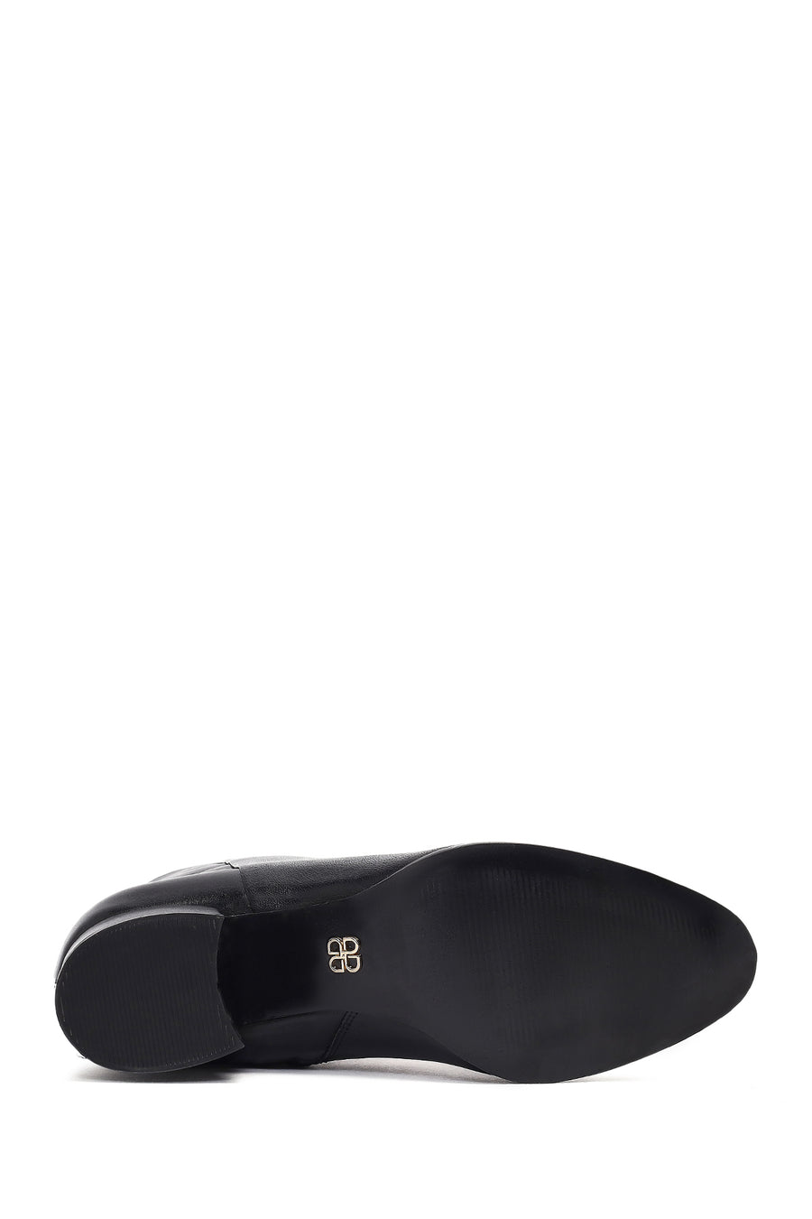 Woman Black Zippered Low Heeled Shoes Leather Boat