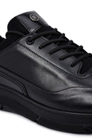 Men's Black Lace-Up Leather Casual Sneakers | Derimod
