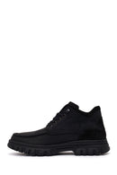 Male Black Lace-Up Chunky-Soled Nubuck Leather Casual Boots | Derimod