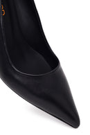 Woman Black Thin-Heeled Leather Stiletto | Derimod