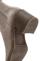 Woman Mink Chunky Heel Suede Leather Chelsea Boots | Derimod