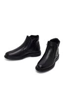 Male Black Double Zip Closure Leather Boots | Derimod
