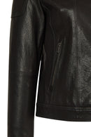 Smart Woman Black Short Leather Jacket | Derimod
