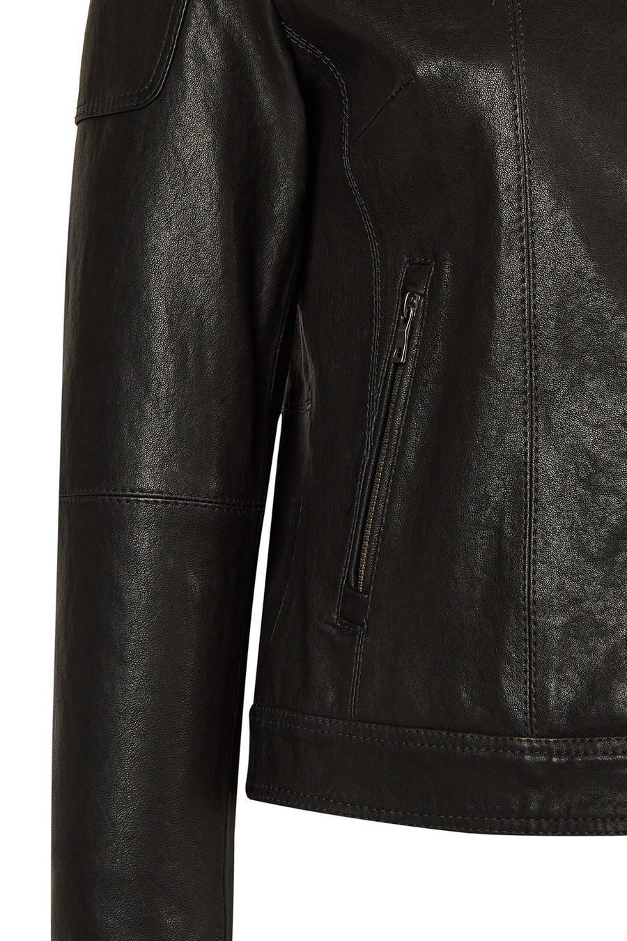 Smart Woman Black Short Leather Jacket