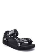 Women's Black Patterned Flat Sandals | Derimod