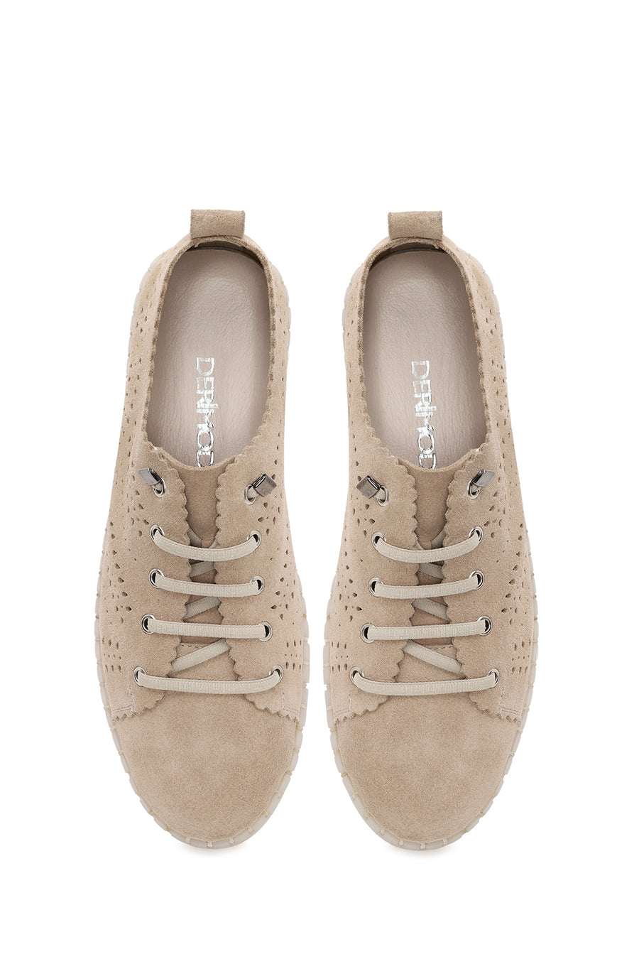 Woman Beige Lace-up Suede Comfort Shoes