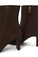 Woman Brown Zip Closure Heeled Boots | Derimod