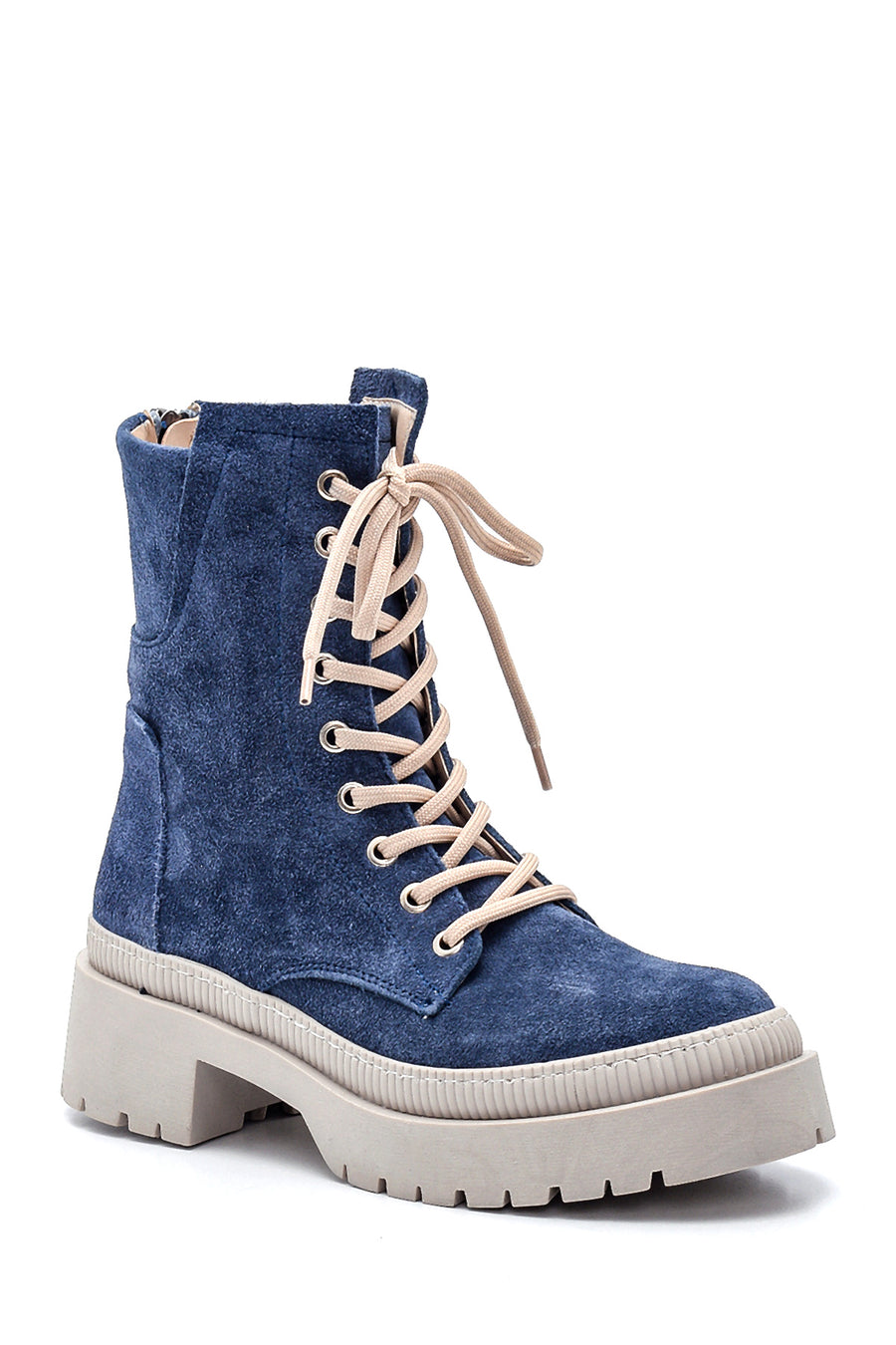 Women's Leather Suede Zippered Boots