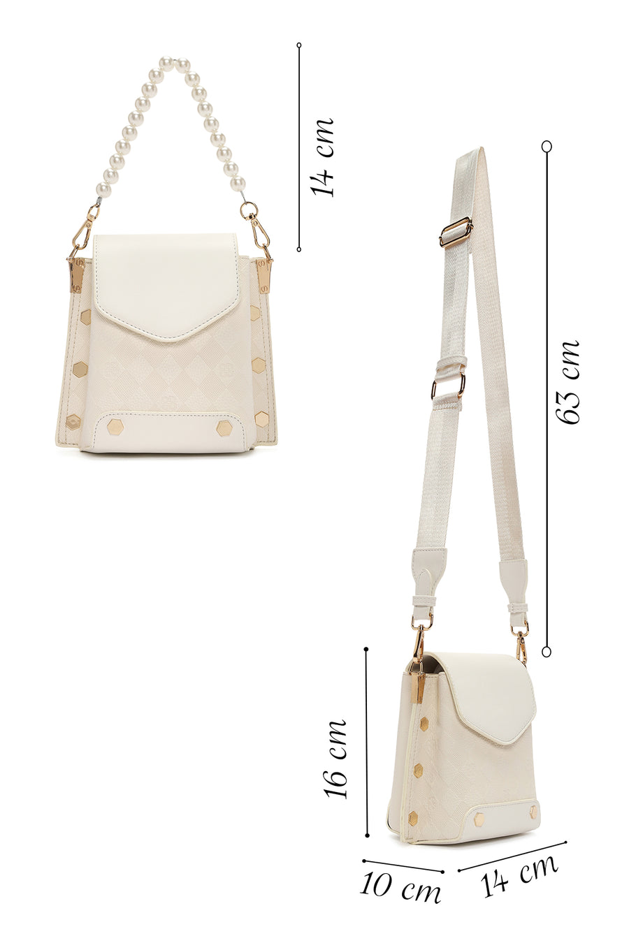 Women's Cream Long Strap Shoulder Bag