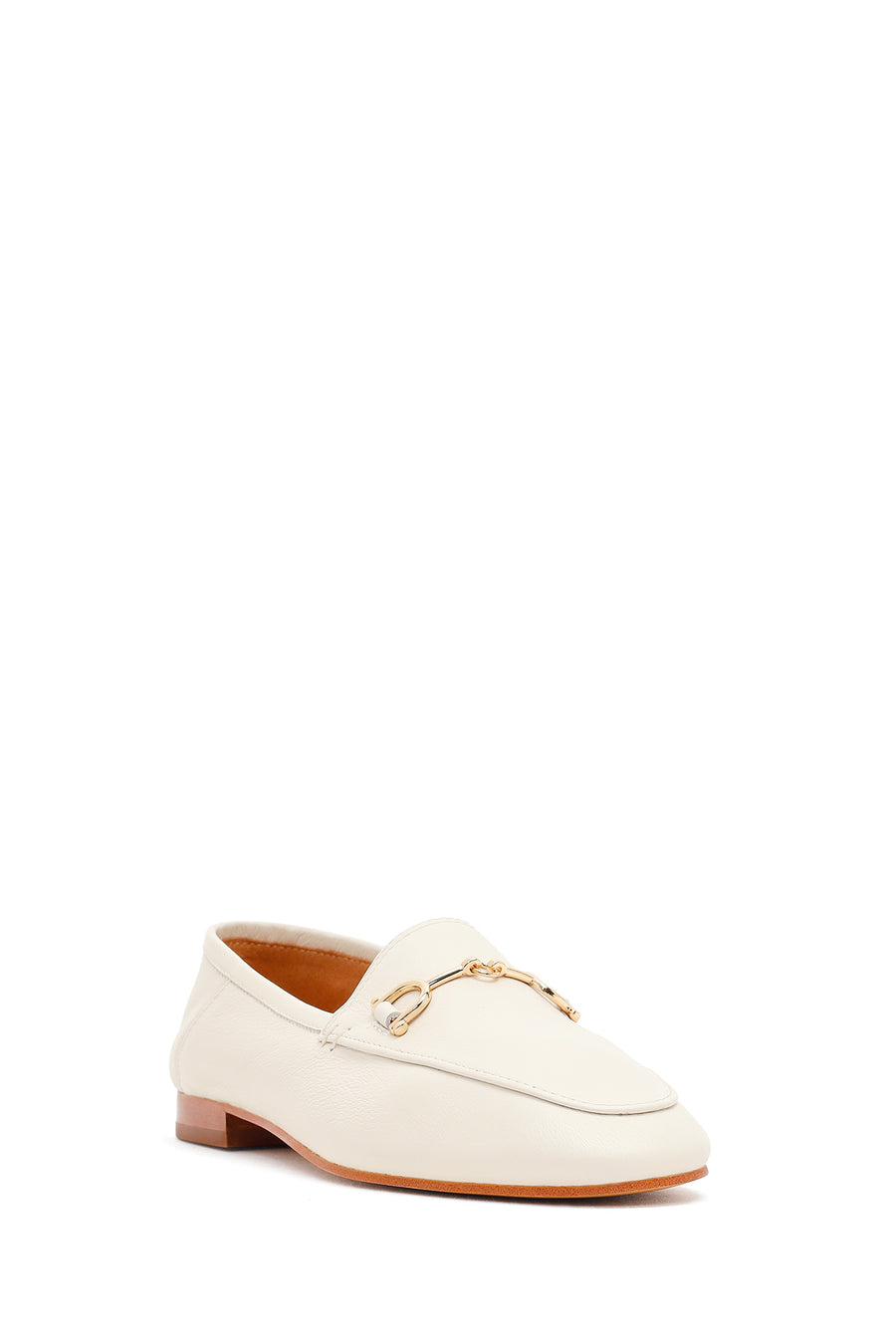 Women's White Leather Loafer with Buckle