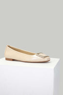 Gold Women's Leather Ballerinas | Derimod