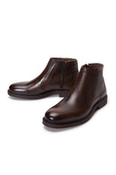 Male Brown Zip Closure Leather Casual Boots | Derimod