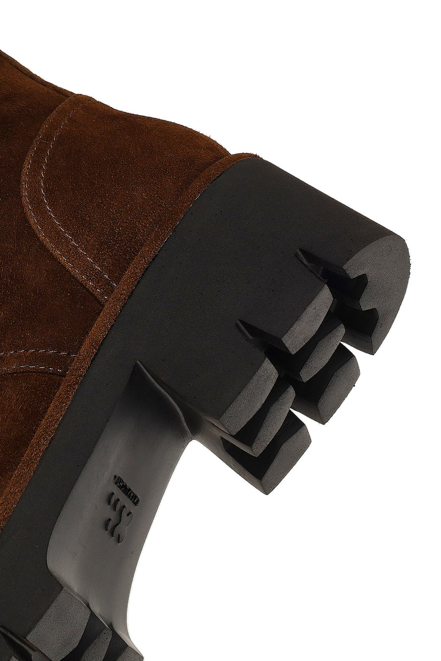 Women's Brown Zippered Thick-Soled Suede Leather Combat Boot