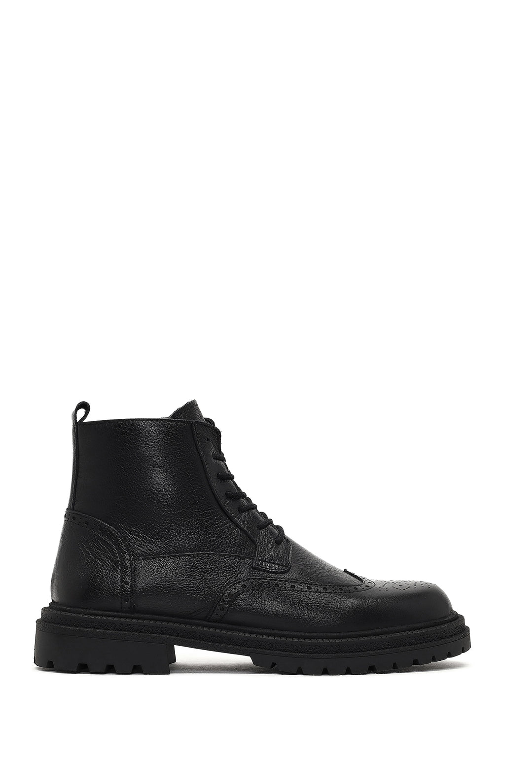 Erkek Siyah Fermuarlı Deri Bot