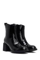 Woman Black Zip Closure Chunky-Heeled Boots | Derimod
