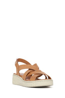 Woman Tan Chunky-Soled Leather Comfort Sandals | Derimod