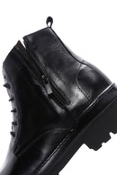 Men's Black Lace-Up Leather Zippered Casual Boots | Derimod
