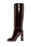 Women's Burgundy Thick Heeled Leather Boots | Derimod