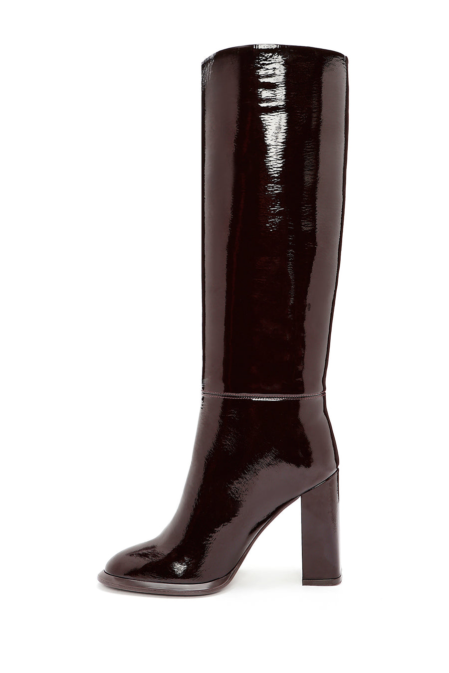 Women's Burgundy Thick Heeled Leather Boots