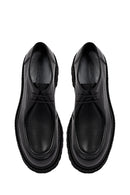 Male Black Lace-Up Thick-Soled Leather Casual Shoes | Derimod