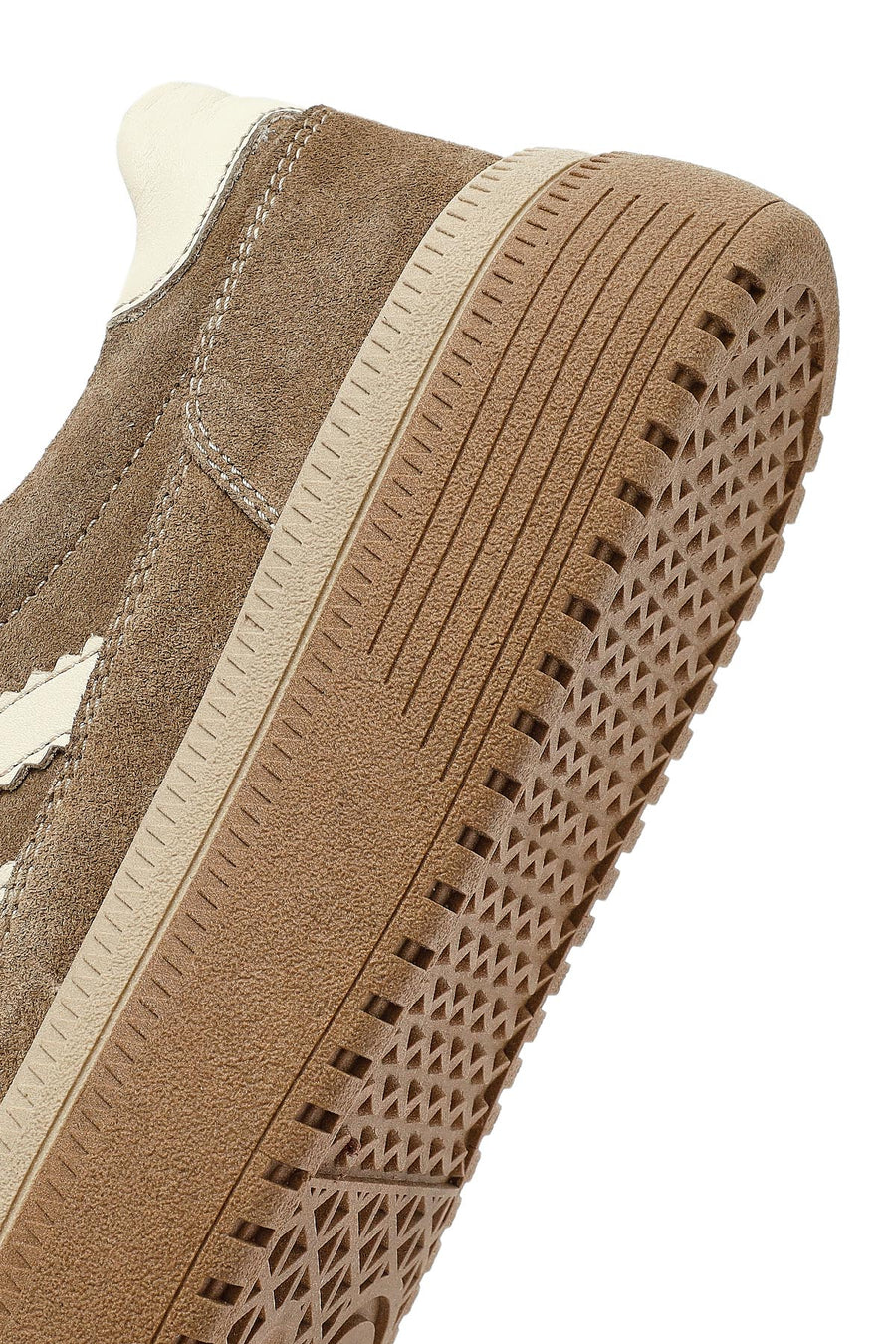 Woman Beige Lace-Up Thick-Soled Suede Leather Sneakers