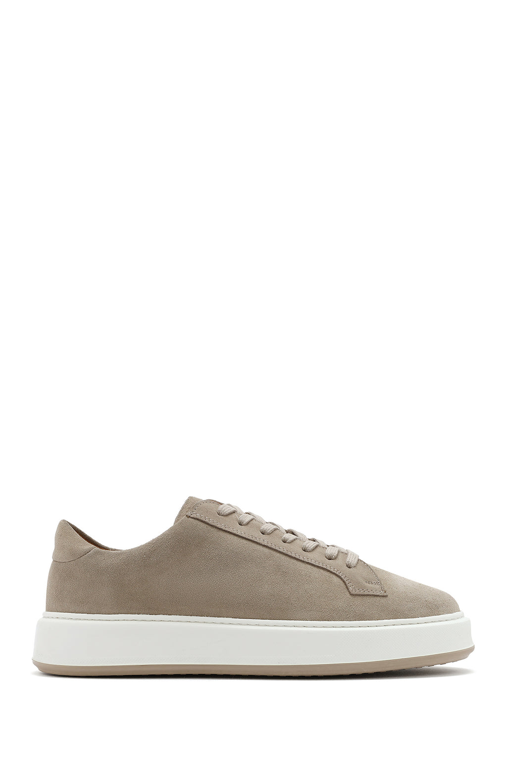 Erkek Bej Kalın Tabanlı Bağcıklı Süet Deri Sneaker