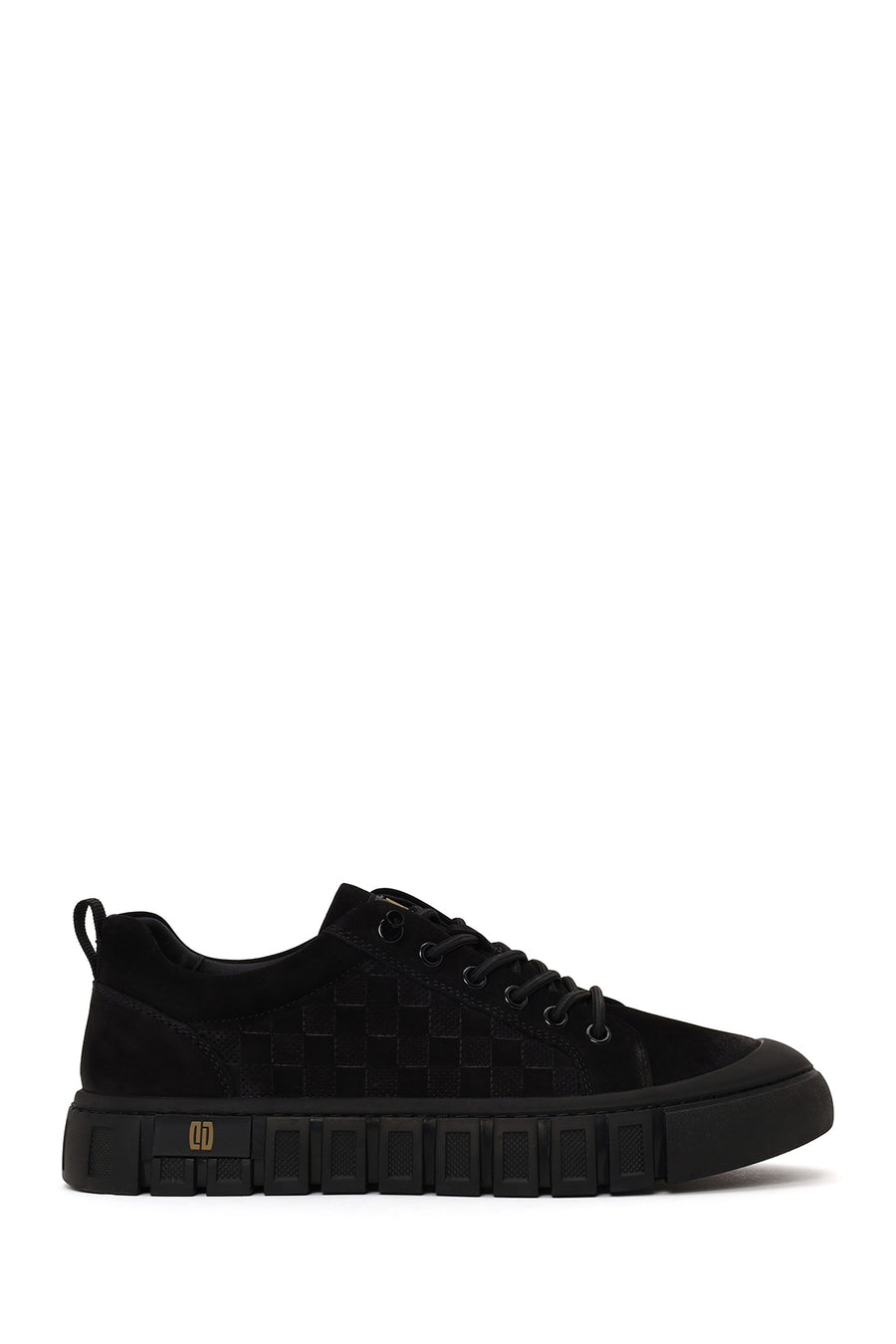 Male Black Lace-Up Thick-Soled Nubuck Leather Sneaker WM680053DN | Derimod