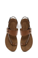 Women's Tan Back Strap Flip Flop Sandals | Derimod
