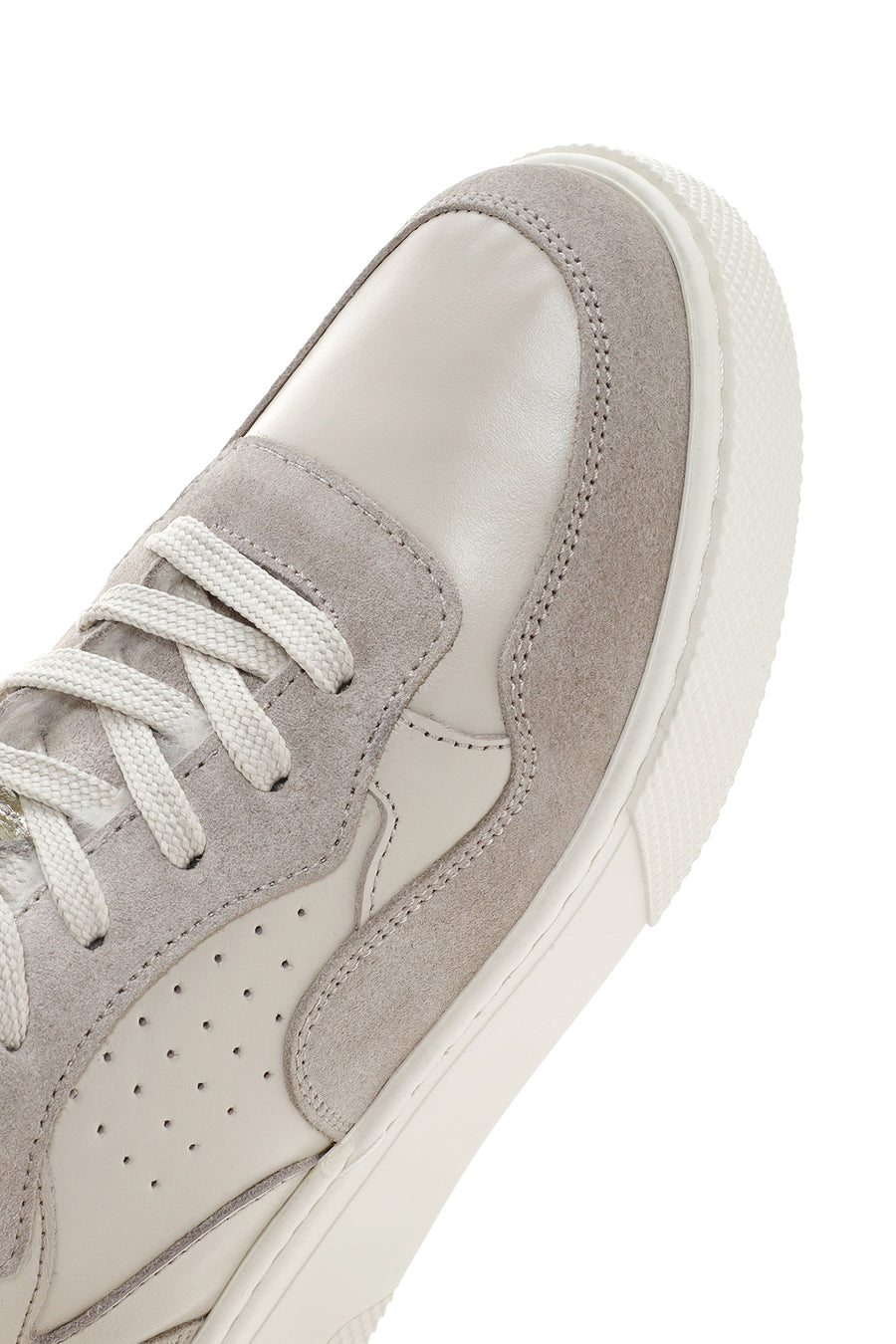 Women's Beige Thick Sole Fur Leather Sneaker