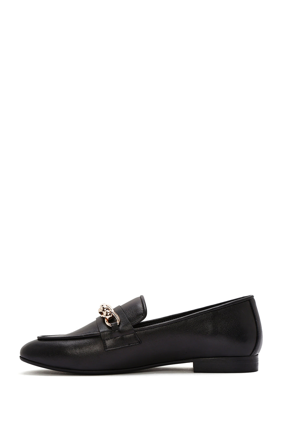 Women's Black Buckle Leather Loafer