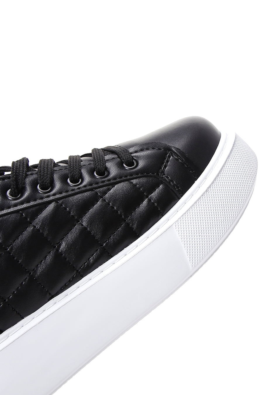 Women's Black Lace-Up Quilted Sneakers