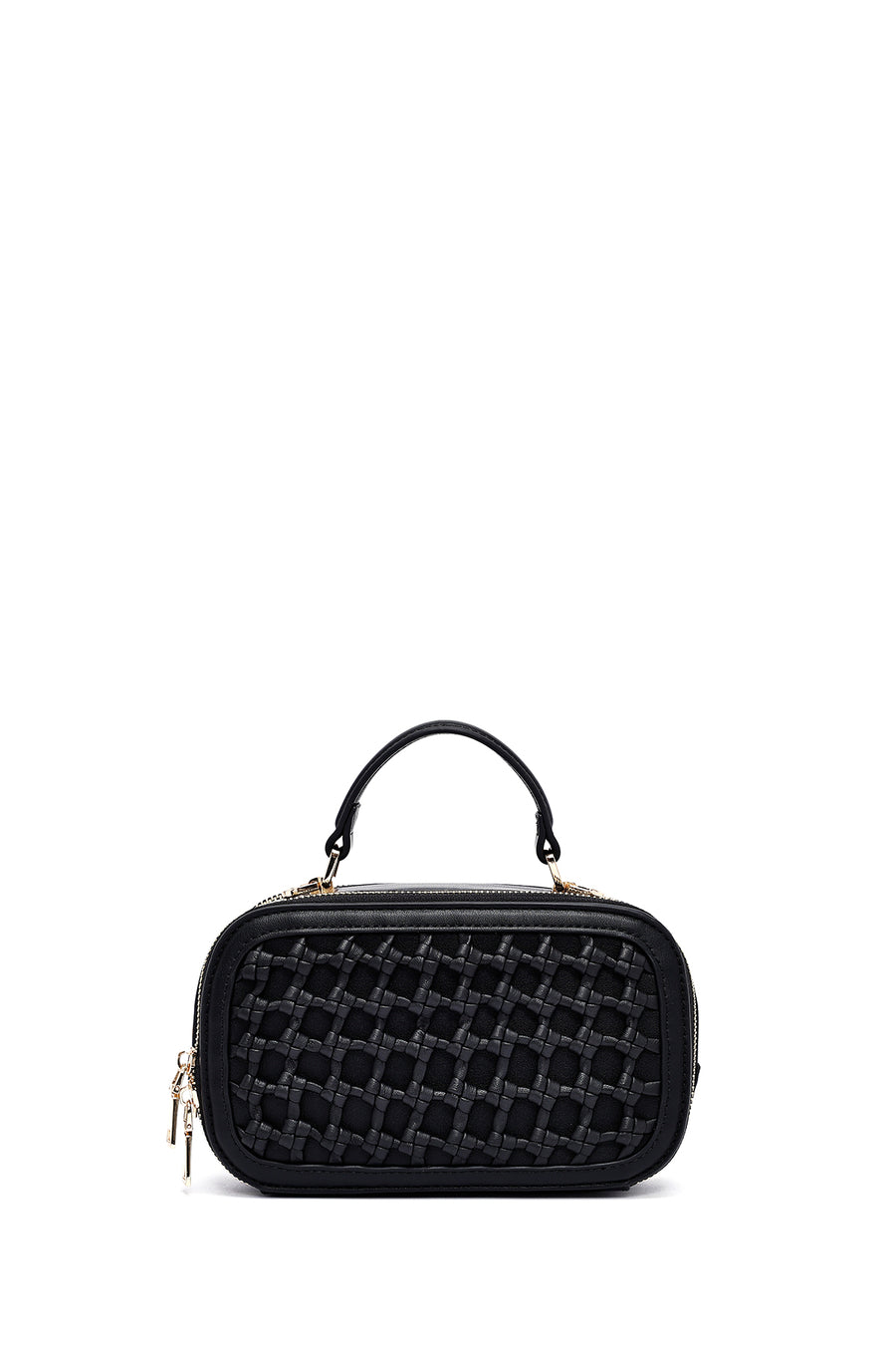 Women's Black Long Strap Braided Crossbody Bag