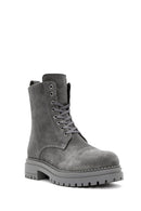 Women's Gray Suede Leather Boots | Derimod