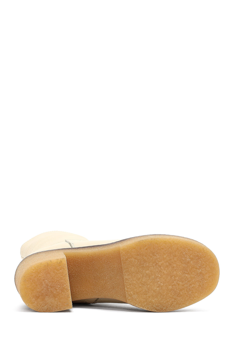 Woman Cream Zippered Low Heel Leather Boat