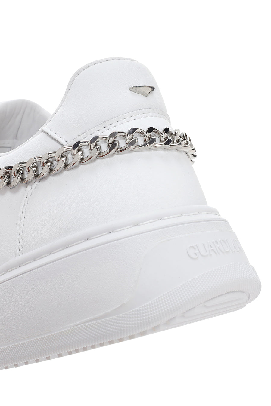 Alberto Guardiani Women's White Chain Leather Sneaker