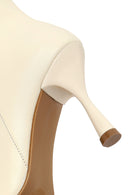Woman Cream Zippered Thin Heel Leather Boat | Derimod