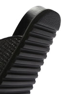 Women's Black Straw Stone Slippers | Derimod