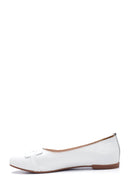 Women's White Leather Casual Ballerinas | Derimod