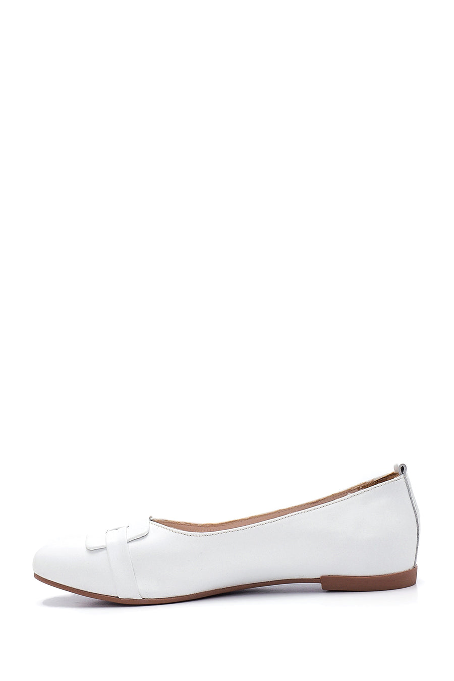 Women's White Leather Casual Ballerinas