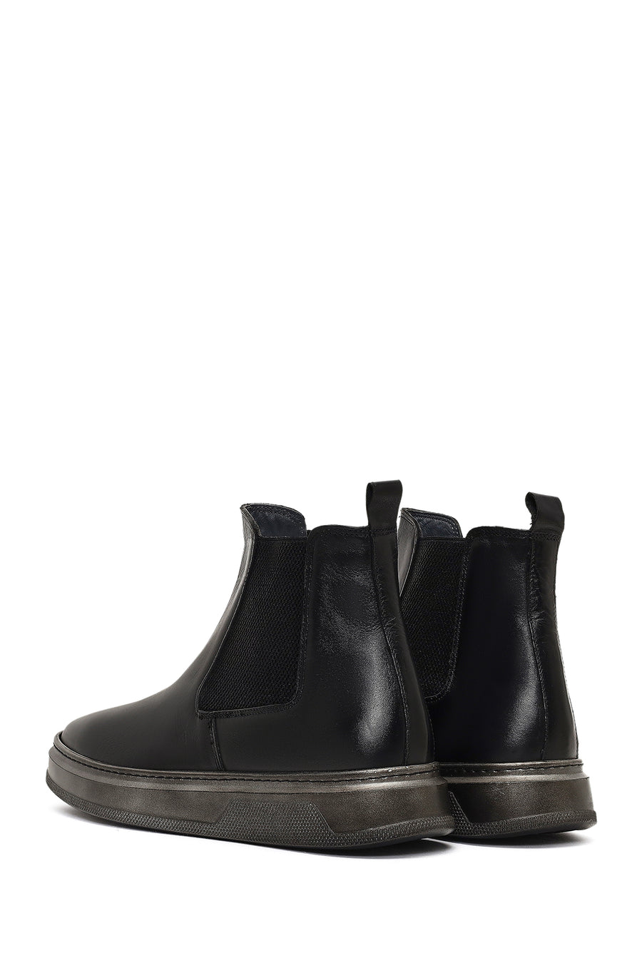 Men's Black Thick-Soled Leather Chelsea Boot