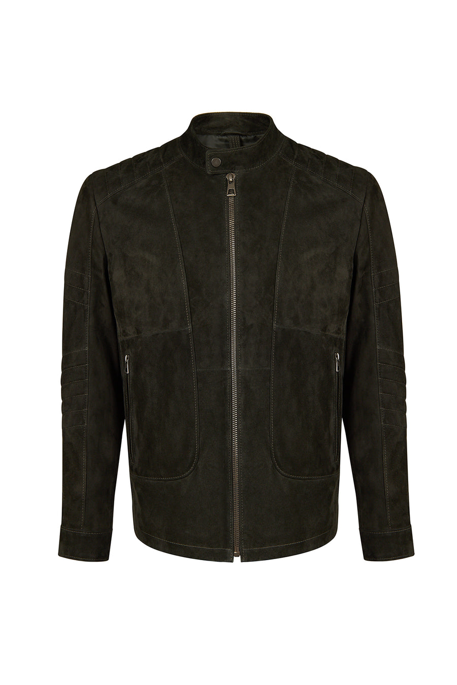 Lorenzo Male Gray Stand Collar Suede Leather Jacket 26WGE664610 | Derimod