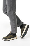 Geox Men Khaki U Spherica 4X4 B Abx A - Text+ Lace-Up Thick-Soled Fabric Sneaker | Derimod