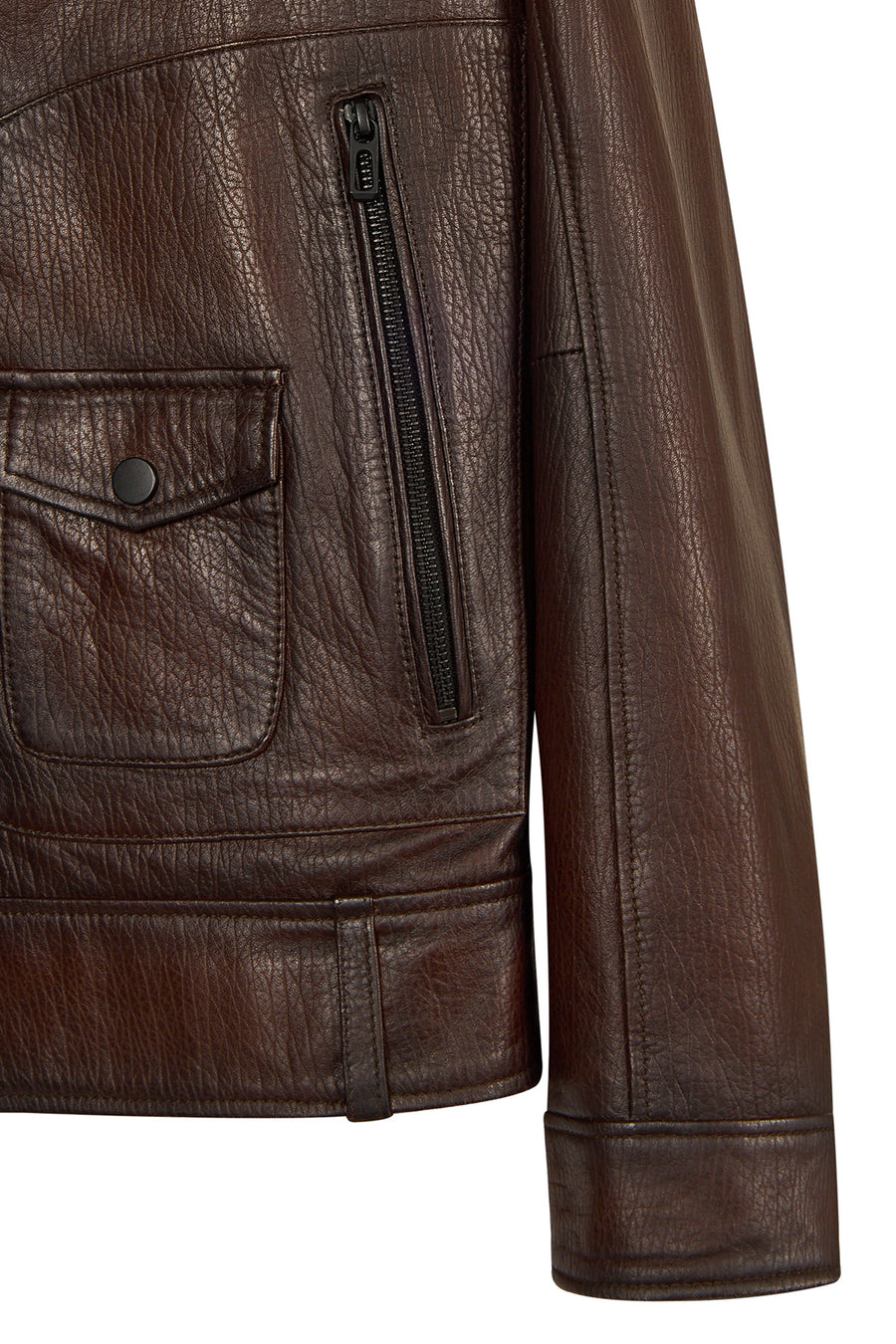 Carter Male Brown Double-breasted Collar Leather Jacket