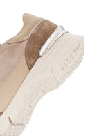 Woman Mink Laced Thick Sole Leather Sneakers | Derimod