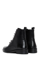 Woman Black Lace-Up Zipper Detail Leather Postal Boots | Derimod